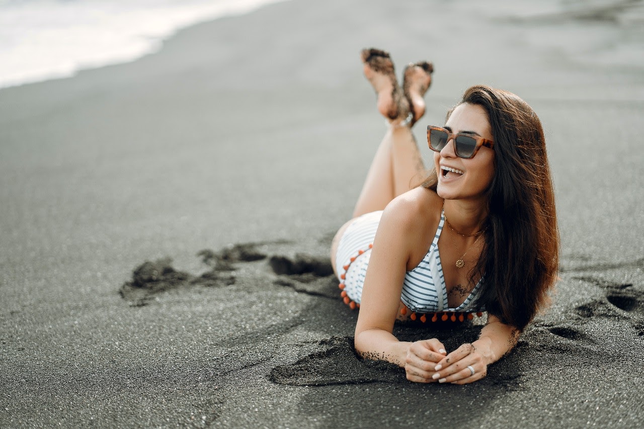 woman in the sand at beach