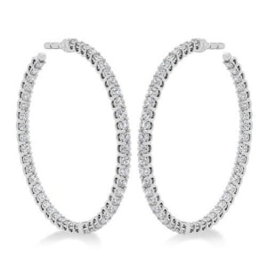 A pair of large diamond hoop earrings from Hearts on Fire.