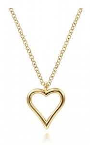 Gabriel & Co. Contemporary Heart Necklace in 14K Yellow Gold