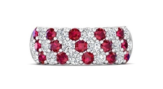 A large fashion ring with pave set diamonds and rubies from Martin Flyer, available at Rottermond Jewelers.