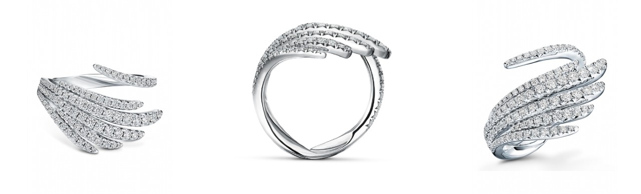 a stunning free form diamond wrap ring in the Vela collection by Hearts On Fire