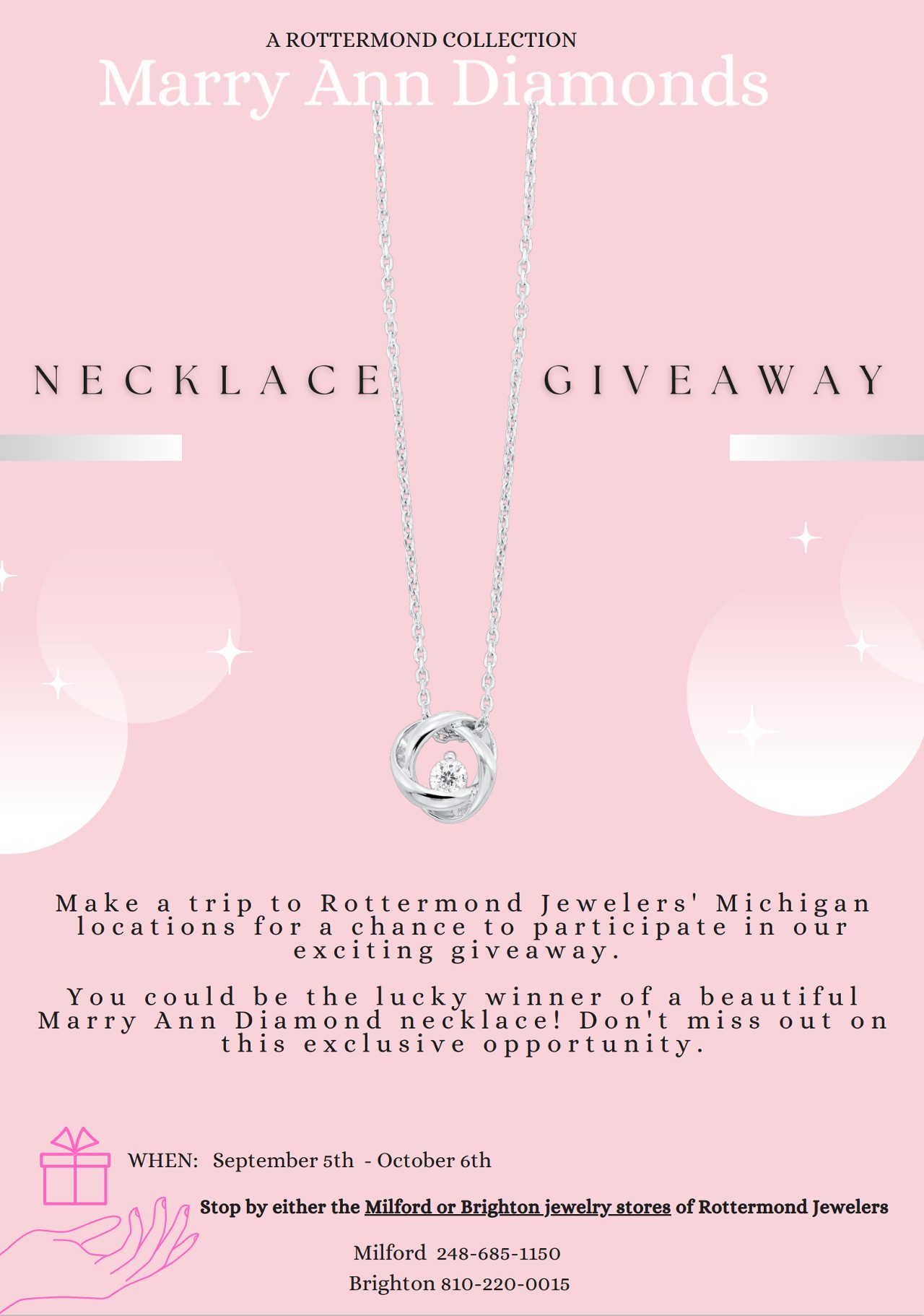 September 5th - October 6th, enter Rottermond's Marry Ann Diamond Necklace Giveaway