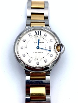 Pre Owned 36 Mm Stainless Steel And Rose Gold Cartier Ballon Bleu