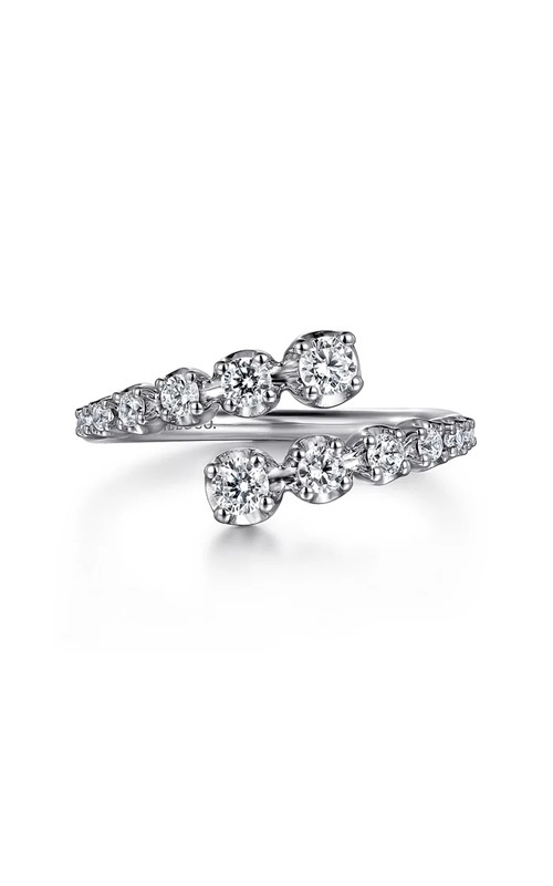 Gabriel & Co.:14 Karat White Gold Lusso Diamond Bypass Ring