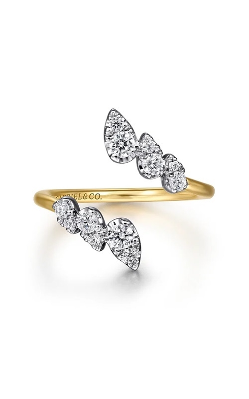Gabriel & Co.:14 Karat Yellow White Gold Contemporary Diamond Bypass Ring