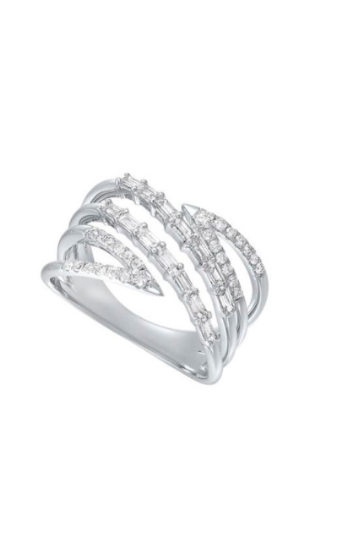 Rottermond Signature:14 Karat White Gold Baguette and Round Freeform Ring