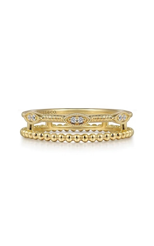 Gabriel & Co.:14 Karat Yellow Gold Diamond Bujukan Marquise Shape Easy Stackable Ring