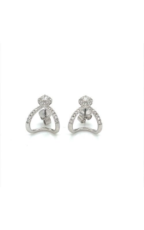 Marry Ann:14 Karat White Gold 89 Facet Diamond Studded Loop Earrings