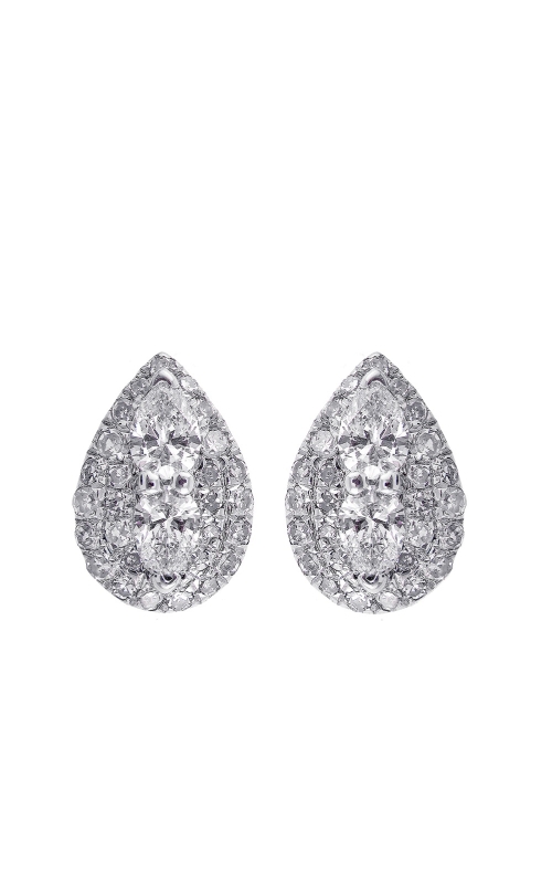 Twogether:Sterling Silver Pear Shaped Diamond Earrings
