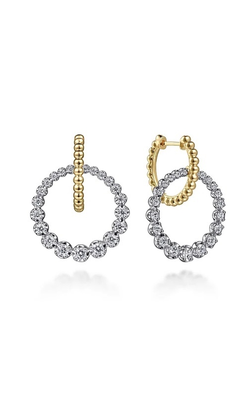 Gabriel & Co.:14 Karat White Yellow Gold Fashion Core Bujukan Diamond Circle Huggies