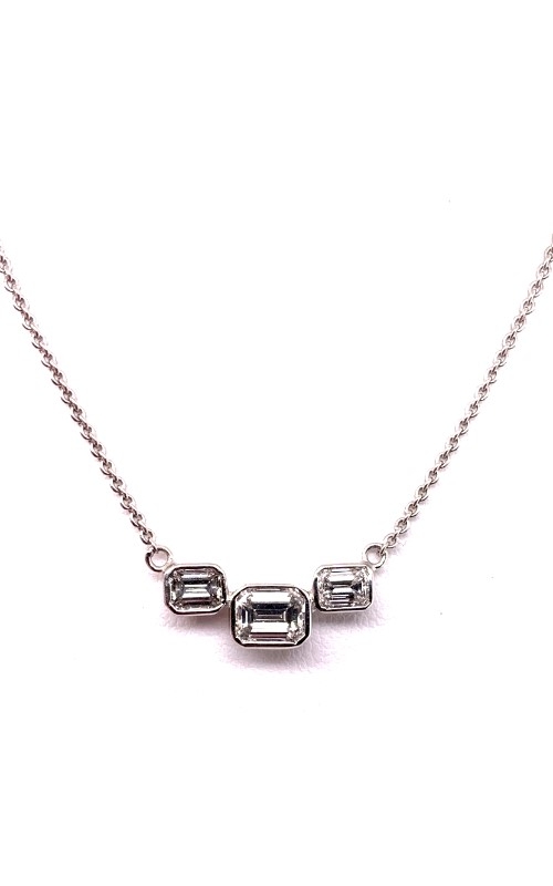 Hot Deals;  One Custom Made 14 Karat White Gold Three Stone Diamond Pendant