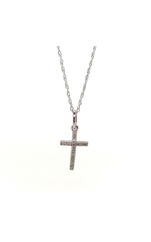 10 Karat White Gold Mini Pave Cross Diamond Pendant