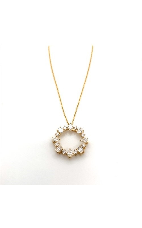 Rottermond Signature:14 Karat Yellow Gold Multi Fancy Diamond Circle Pendant