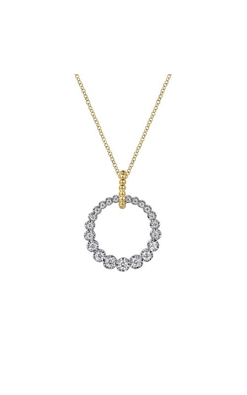 Gabriel & Co.:14 Karat Yellow and White Gold Diamond Bujukan 20mm Drop Necklace