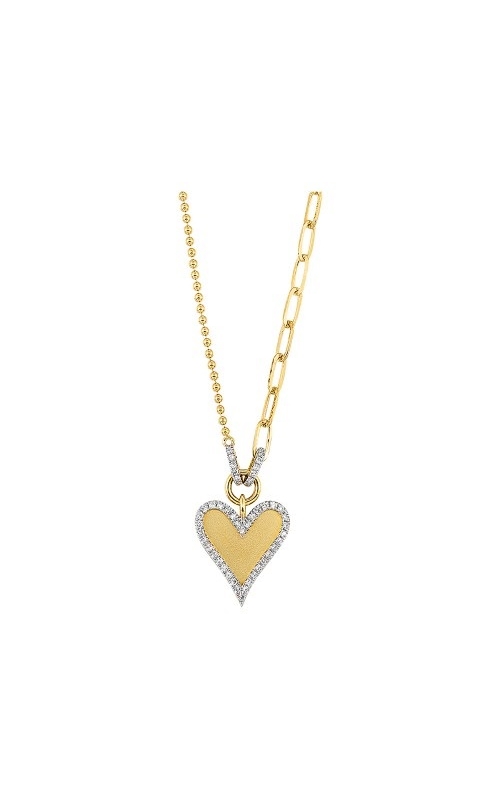 Rottermond Signature:14 Karat Yellow Gold Diamond Heart Paperclip Bead Necklace