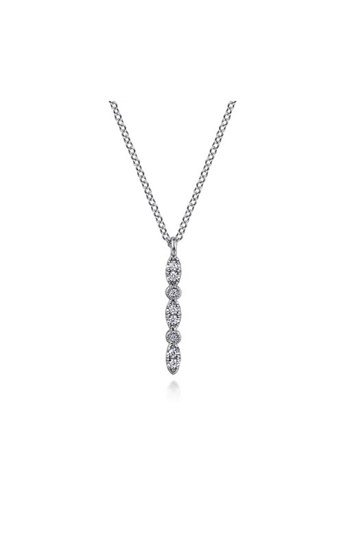 Gabriel & Co.:14 Karat  White Gold Lusso Diamond Bar Necklace