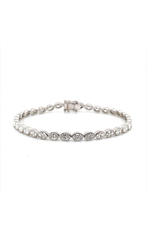 Rottermond Signature:14 Karat White Gold Oval Shaped Plain Bezel Diamond Tennis Bracelet