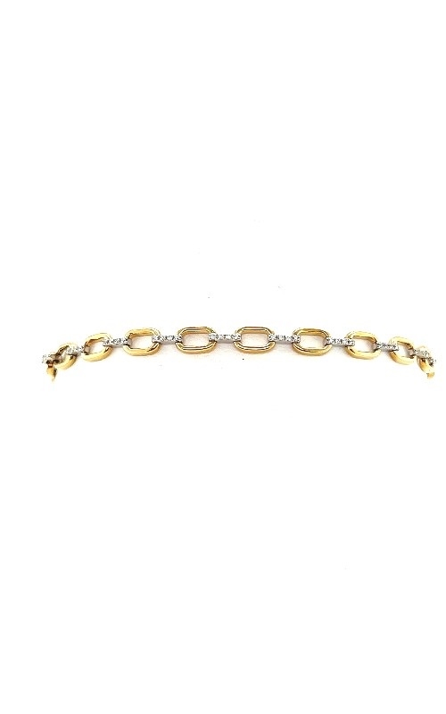 Rottermond Signature:14 Karat Two Tone Gold Mini Oval Link Diamond Bracelet