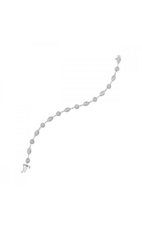 Rottermond Signature:10 Karat White Gold Oval and Round Cluster Shaped Diamond Tennis Bracelet