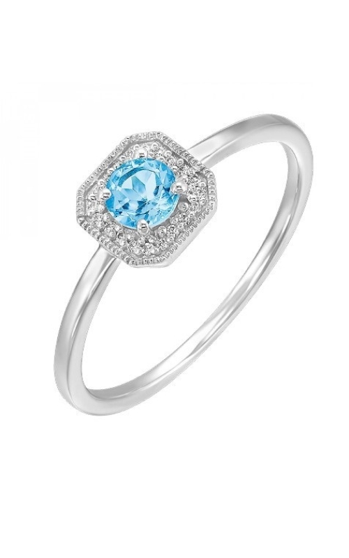 Rottermond Signature:10 Karat White Gold Halo Birthstone Ring