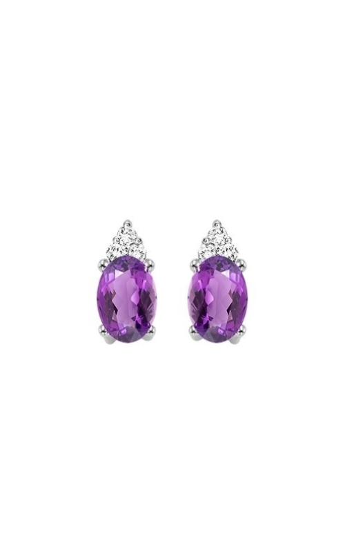 Rottermond Signature:10 Karat White Gold Classic Amethyst Birthstone Earring