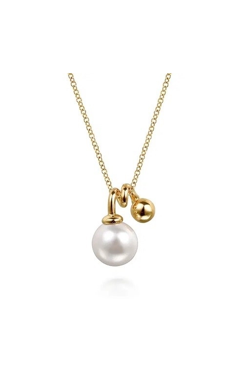 Gabriel & Co.:14 Karat Yellow Gold Bujukan Bead and Pearl Pendant Necklace