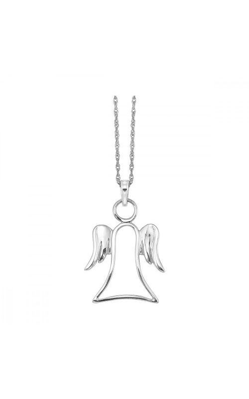 Rottermond Signature: Sterling Silver Silhouette Angel Charm with Necklace Chain 18 Inches