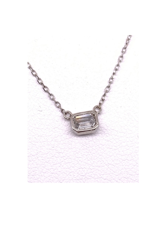 Custom Made 14 Karat White Gold Diamond Bezel Pendant