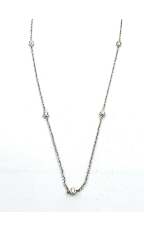 14 Karat White Gold 18 Inch Diamonds By The Yard Necklace Containing 5 Hearts On Fire Diamonds