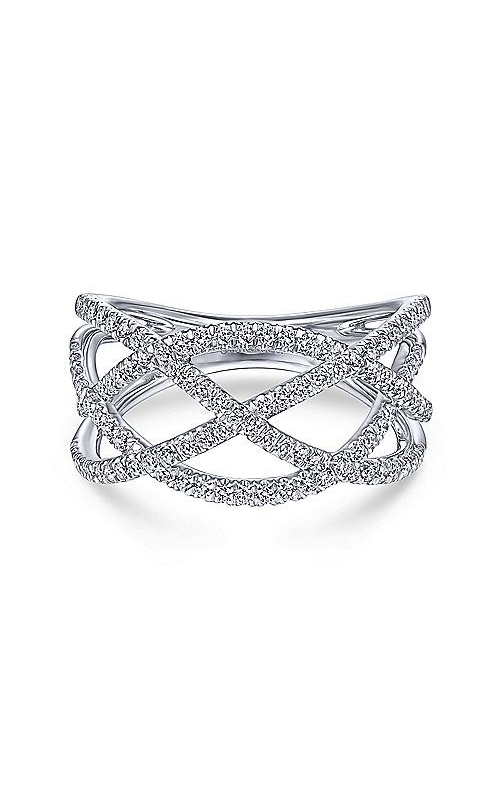 Gabriel & Co.:14 Karat White Gold Lusso Layered Grid Twisted Fashion Ring