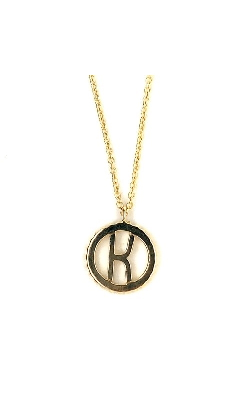 Michael M:14 Karat Yellow Gold Tetra Mini K Initial Medallion Necklace