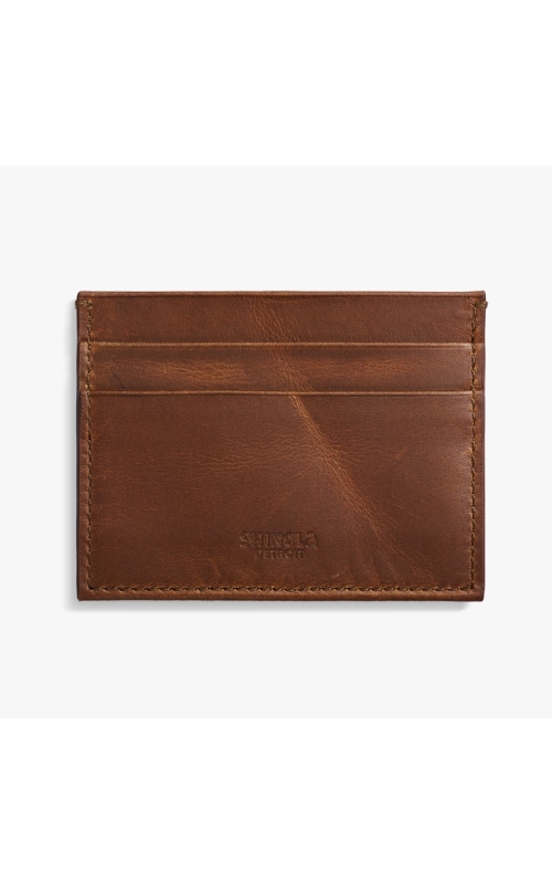 Shinola 5 Pocket Card Case, Medium Brown Leather