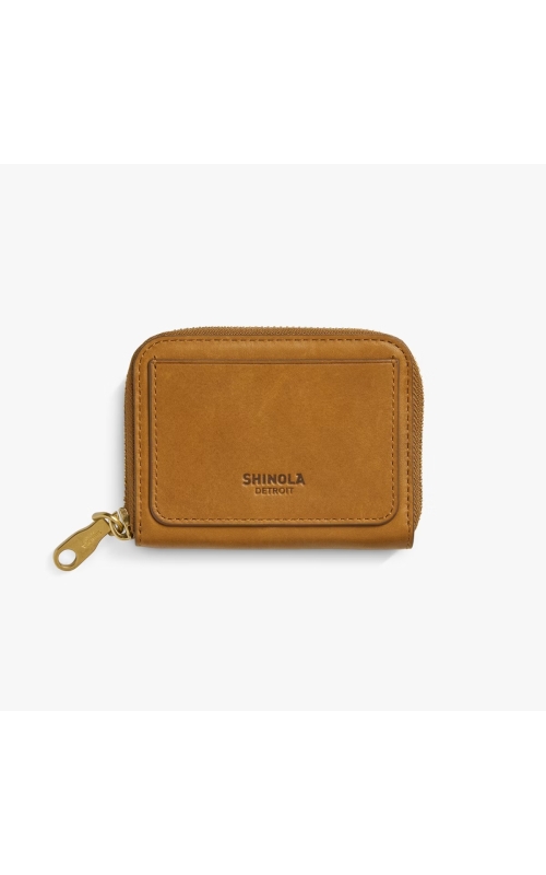 Shinola The Pocket Small Zip Around Wallet, Natural Leather Tan